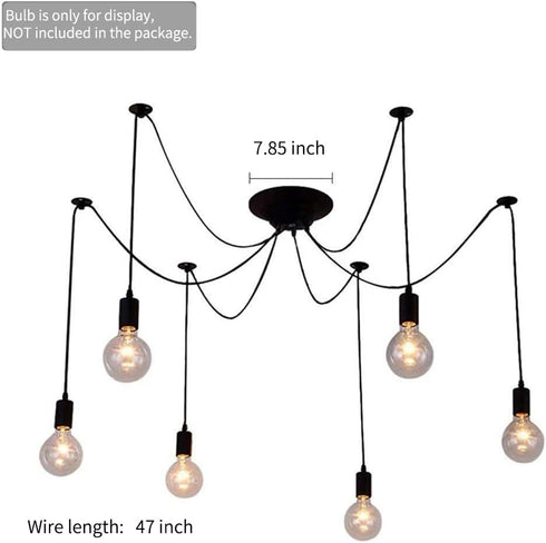 6 Spider Light Chandelier Spider Pendant Light Fixture Edison Chandelier arms Vintage Industrial Steampunk Hanging