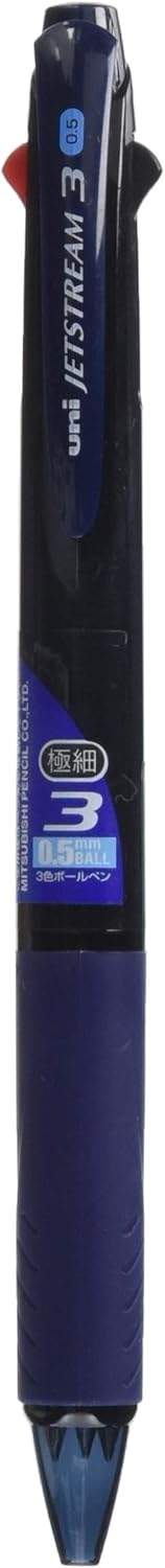Uni Ballpoint Pen Jetstream 3 Color, Black, Red, Blue Ink, 0.5mm, Transparent Navy