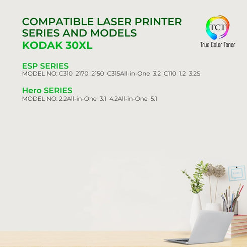 TCT Compatible Ink Cartridge Replacement for Kodak 30XL High Yield (Black, Tri-Color) for ESP C110 C310 C315 (4 Pack)