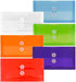 JAM PAPER Plastic Envelopes with Button & String Tie Closure, #10 Business Booklet, 5 1/4 x 10, Assorted Colors, 6/Pack