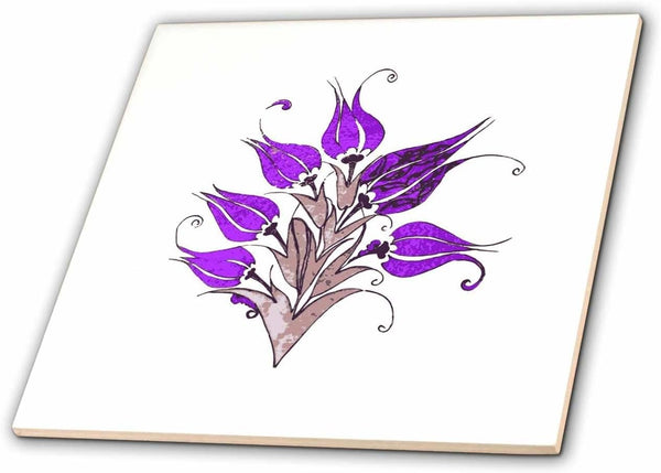 3dRose Purple Tulips in Artistic Ottoman Turkish Style 8 Inch Ceramic Tile