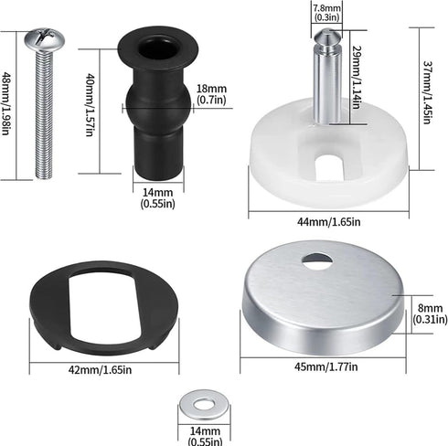 LINXIU 2 Toilet Seat Hinge Bolts Kit Quick Release Top Hinge Fixings Expanding Rubber Toilet Seat Replacement Parts