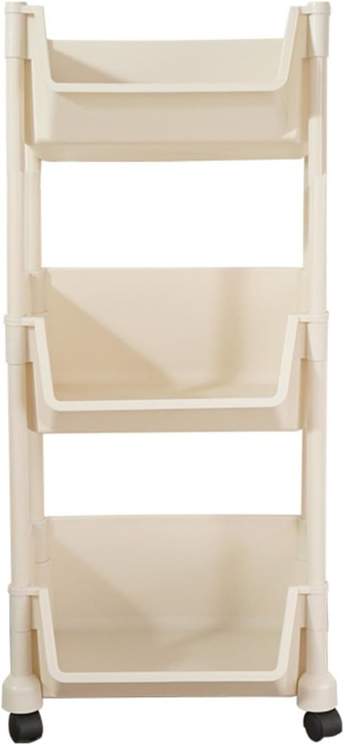 Generic (white,2,flat Rolling Storage Organizer Mobile Storage Shelf with Lockable Caster Wheels, Multifunction Kitchen