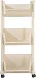 Generic (white,2,flat Rolling Storage Organizer Mobile Storage Shelf with Lockable Caster Wheels, Multifunction Kitchen