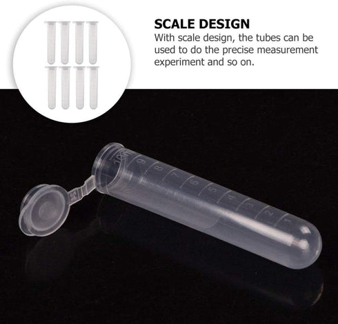 200PCS 10ml Microcentrifuge Tubes, Clear Round with Attached Lid, Plastic Lab Snap Tubes, Clear Graduation