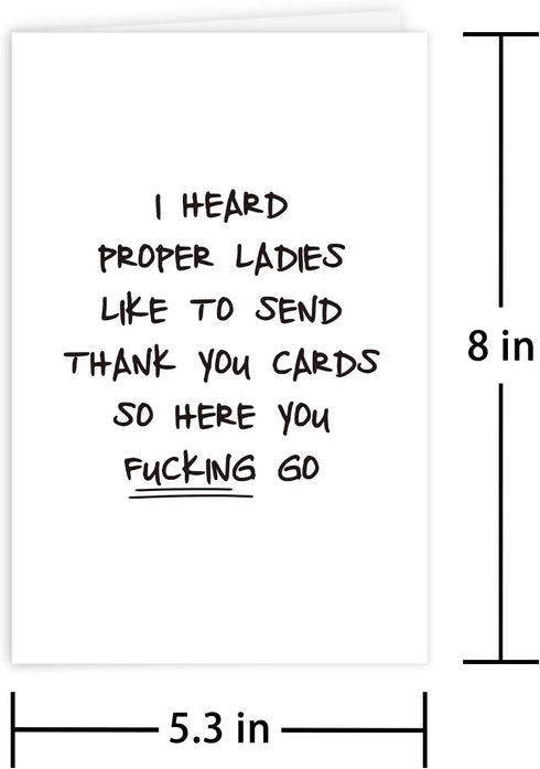 Leinessy Funny Thank You Card for Men Women, Hilarious Thanks Card from Bestie, I Heard Proper Ladies Like to Send