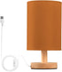 Dalzium Bedroom Lamp Burnt Orange Bedside Table Lamp with USB Port Desk Light