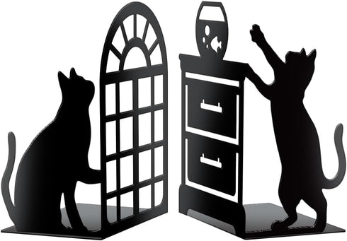 Peacoblue Metal Bookends for Shelves, Modern Decorative Heavy Duty Study Book Support