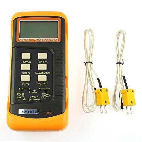 6802 II Durable Dual Channel Digital Thermometer with 2 K-Type Thermocouple Sensor Precision