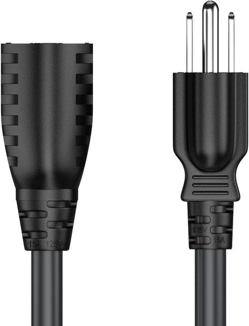 2 ft 14 AWG Outlet Saver Power Extension Cord NEMA 5-15P to NEMA 5-15R, Outlet Extension Cable