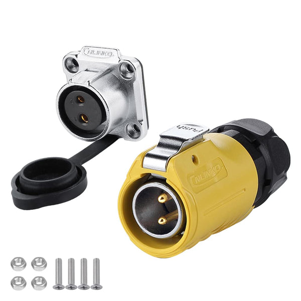 CNLINKO LP-20 Industrial Waterproof Connector, IP68 Circular Connector Quick Plugging, M20 2-12 Pin Flange Socket