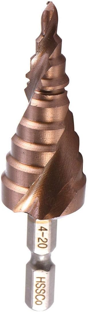 Meichoon Step Drill Bit 4-20mm HSS M35 Co Spiral Groove Hex Shank, Multi-Functional Drilling Tool