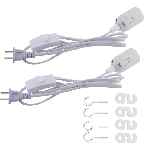 2 Packs 6.5FT/2M Pendant Light Socket Kits lamp Holder with Cord on/Off