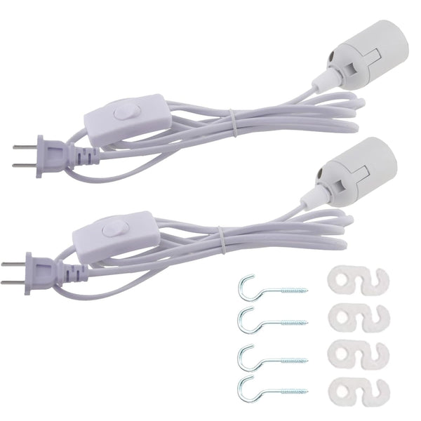 2 Packs 6.5FT/2M Pendant Light Socket Kits lamp Holder with Cord on/Off