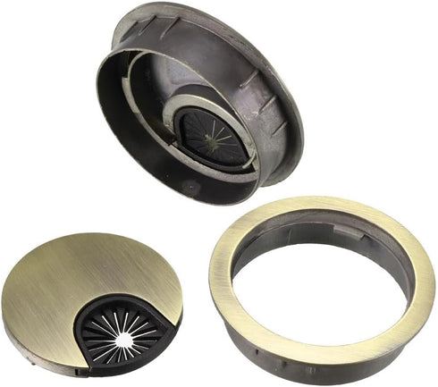 uxcell 4Pcs Zinc Alloy Desk Cable Hole Cover, 2Inch/50mm Grommets for Office PC Desk Cable Organizer (Bronze Tone)