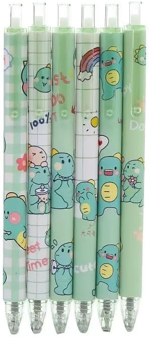 Tangseajiao 4 Pcs Green Cute Mechanical Pencil Set, Cartoon Refills Stationary Back to