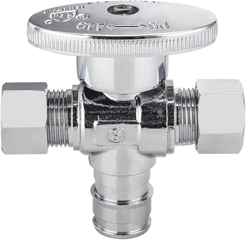 (Pack of 2) 1/4 Turn Dual Pex-A Cold Expansion Outlet Angle Stop Valve - 1/2" Pex-a X (3/8 inch X3/8 inch)