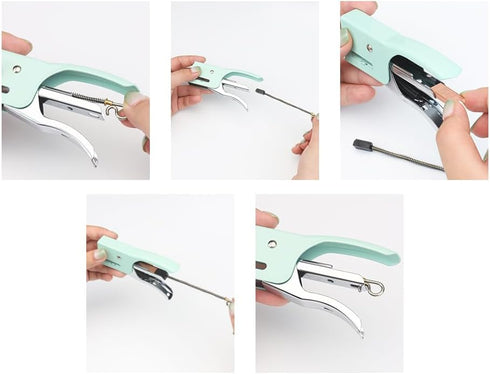 Mini Hand Held Plier Stapler, Green Metal Desktop Stapler, Cute Staplers, 25 Sheet Capacity, No.10 Staples for Home
