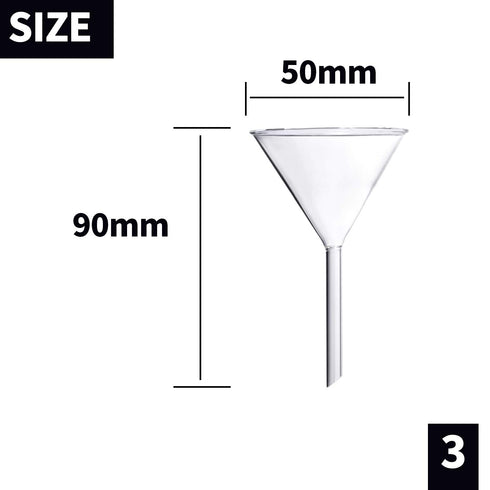 Glass Funnel Set, 4 Pcs Lab Borosilicate Glass Funnels, 100mm, 75mm, 50mm, 40mm Diameter