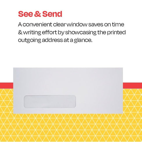 School Smart Window Envelopes, Gummed Flap Closure, No 10, White, Pack of 500