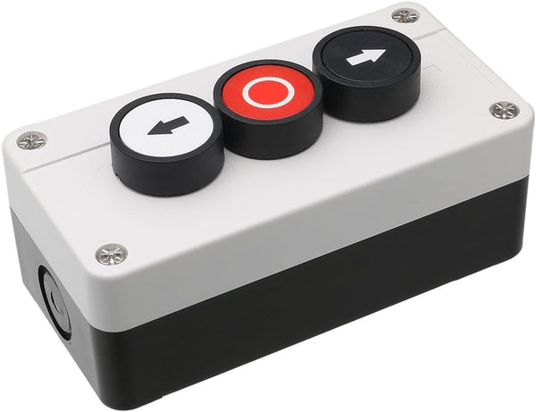 Hitommy 3-Button Control Station with Up Down Arrows, Stop Button, White and Black