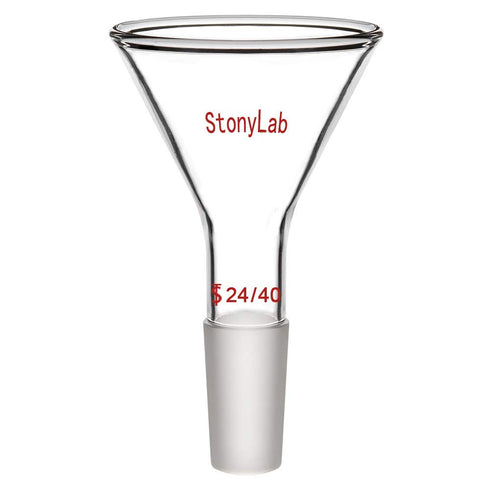 StonyLab Glass Short Stem Powder Funnel, 75 mm Top Outer Dimension and 24/40 Inner Joint Filter Funnel