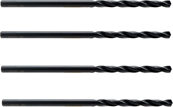 MAXTOOL 5/32"x6" 4pcs Identical HSS M2 Extra Long Aircraft Extension Drills, Deep Twist Drill Bits, Straight Shank