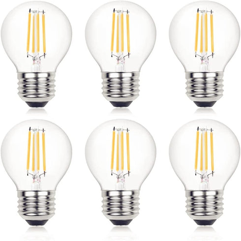 LED Edison Light Bulbs, 4W G45 Non-Dimmable, 2700K Warm White, 40W Equivalent for Tiffany Lamp, Pendant Light, 6 Packs