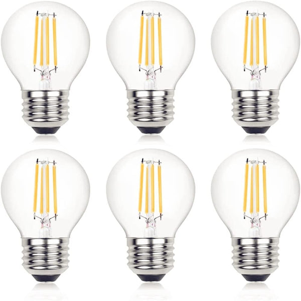 LED Edison Light Bulbs, 4W G45 Non-Dimmable, 2700K Warm White, 40W Equivalent for Tiffany Lamp, Pendant Light, 6 Packs