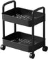Generic 2 Layers Plastic Rolling Cart, Multi-Functional Storage Rack with Handle, Movable Storage Organizer