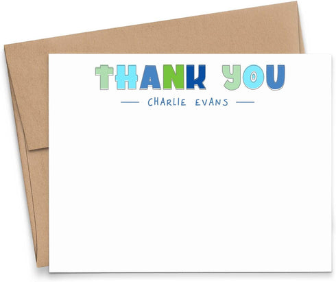 Personalized Thank You Stationery for Boys, Personalized Stationery for Boys, Cute Stationary