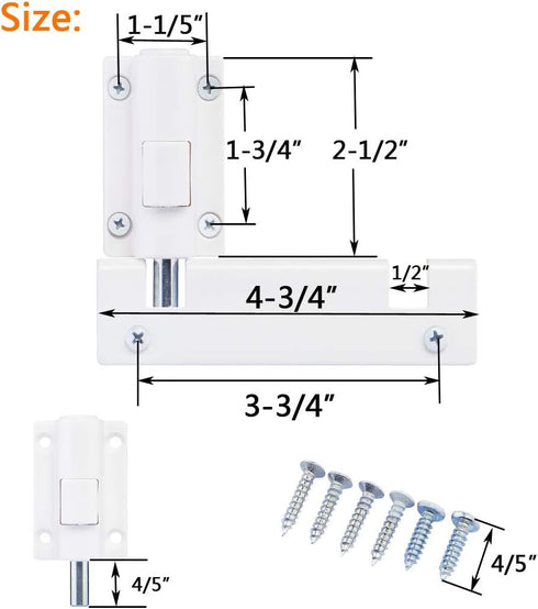 Secure(1 Pack,White) HauSun Patio Sliding Door Security Foot Lock Kick Lock, Fits on Top Rail-Childproof patio Door