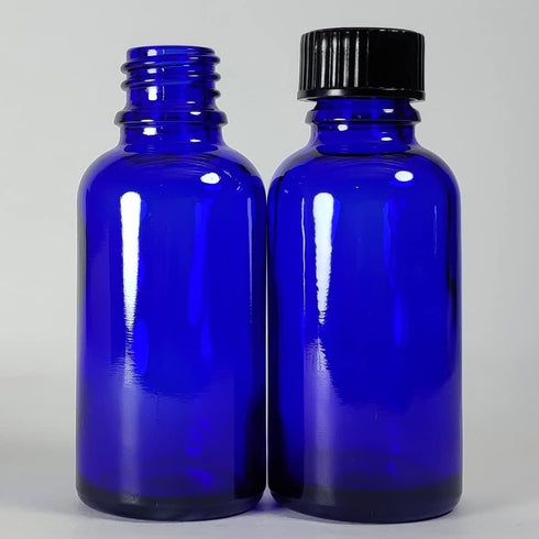 Bioll 30ml (1 oz) Glass Bottle with Lid for Essential Oil, Perfume, Aromatherapy, Lab Sample Vials - 12 Pack (Blue)