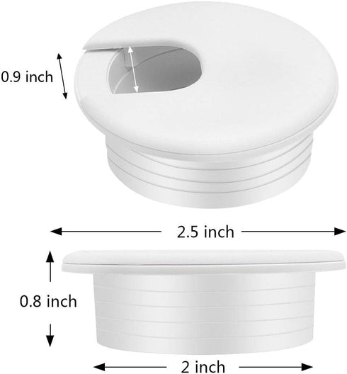 Desk Grommet 2 Inch, Plastic Wire Organizers, 5 Computer Cable Hole Cover Plugs