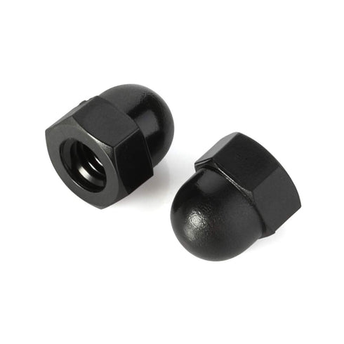 M8-1.25 Acorn Nuts, Nylon Hex Cap Nut Inner Threaded Protection Cover, Black, Quantity 25