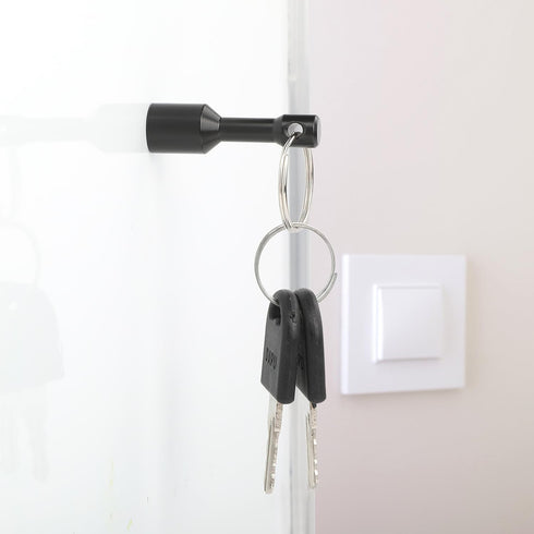 TRYMAG N52 Keychain Magnets, 2 Pack Black Neodymium Pocket Keychain for Testing Brass, Strong Magnetic Holder