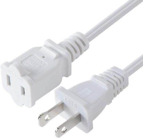 US AC Power Extension Cable Cord, SPT-2 16AWG/2C 125V 13A, 2-Prong Polarized Male to Female Extension Cord, 10 ft, White