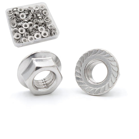 STORMCUBE #8-32 Serrated Flange Nuts 50 Pack 304 Stainless Steel Hex Lock Nuts