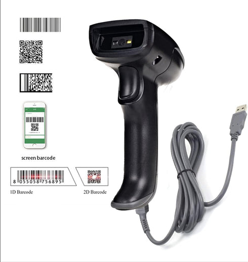 UNIDEEPLY 1D 2D PDF417 Wired Bar Code Scanners Readers for Computers, USB Cable Barcode Handheld, Scanning Label QR UPC