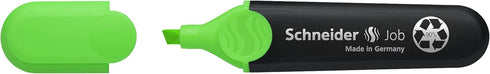 Schneider Job Highlighter, Chisel Tip, 1 + 5 mm, Black Barrel, Green Ink, Box of 10