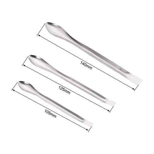 uxcell 9Pcs Micro Scoop Stainless Steel Reagent Sampling Lab Spoon Spatulas 3in1