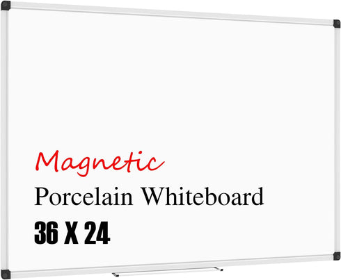 XBoard Porcelain Magnetic Dry Erase Board, 36 x 24 Inch, Wall Mounted White Board for Home Office