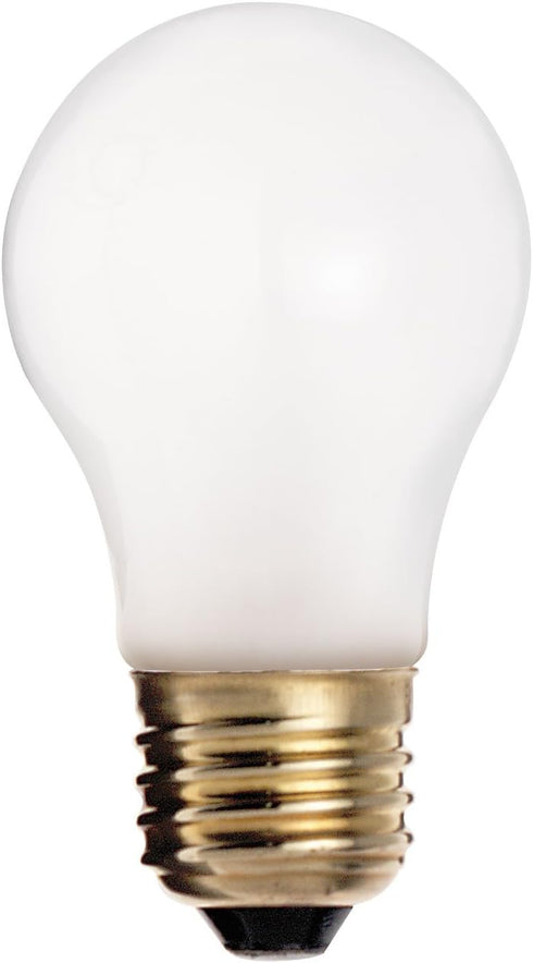 Satco S3949 130V Medium Base 15-Watt A15 Household Lamp, Frosted,White