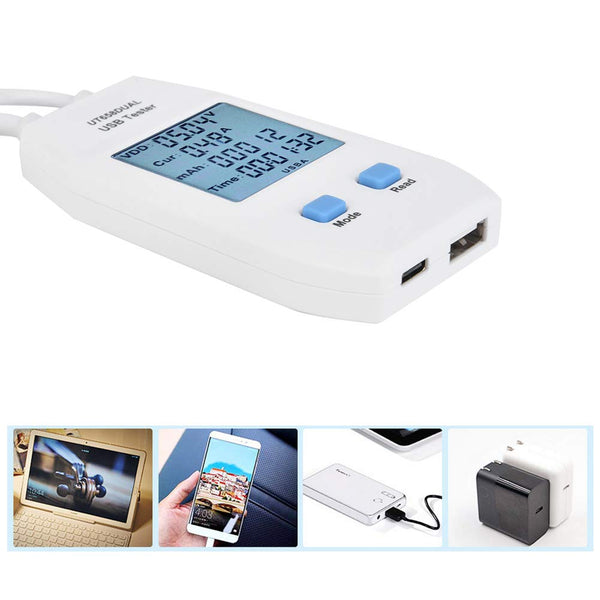 USB Meter, Digital LCD Display Voltmeter Ammeter Detector for Measuring Voltage, Current, Capacity, Energy, Resistance,