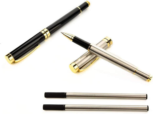 Luxury Ballpoint Pen Writing Set, Elegant Fancy Pens for Signature, 2 Extra 0.5 mm Refill, Gift Box, 2 Pens
