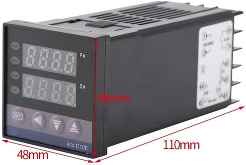 YXQ REX-C100 Temperature Thermostat Controllers, Digital Intelligent PID LED, 100-240VAC, K Sensor, 40A Solid State