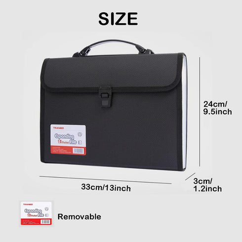 TRANBO 2 Pack Accordion File Organizer with 13 Pockets, Durable Handle, Letter Size/A4, Portable Document Organizer