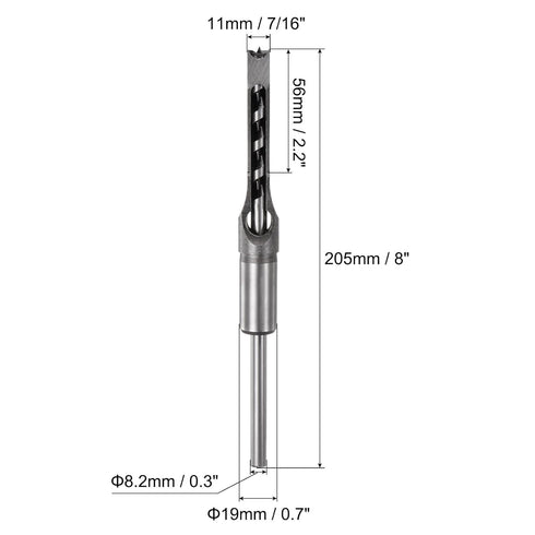 uxcell Square Hole Drill Bit, 7/16" High-Carbon Steel Hollow Chisel Mortise Power Tool for Woodworking