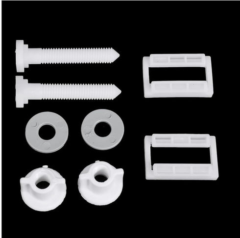 2Pcs White Plastic Toilet Seat Screws and Nuts, Hinge Bolts Replacement Parts with Washers for Toilet Seats