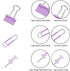 Purple Binder Clips and Paper Clips Push Pins Tacks Sets, Total 72 PCS Assorted Sizes Office Supplies Set for Women,